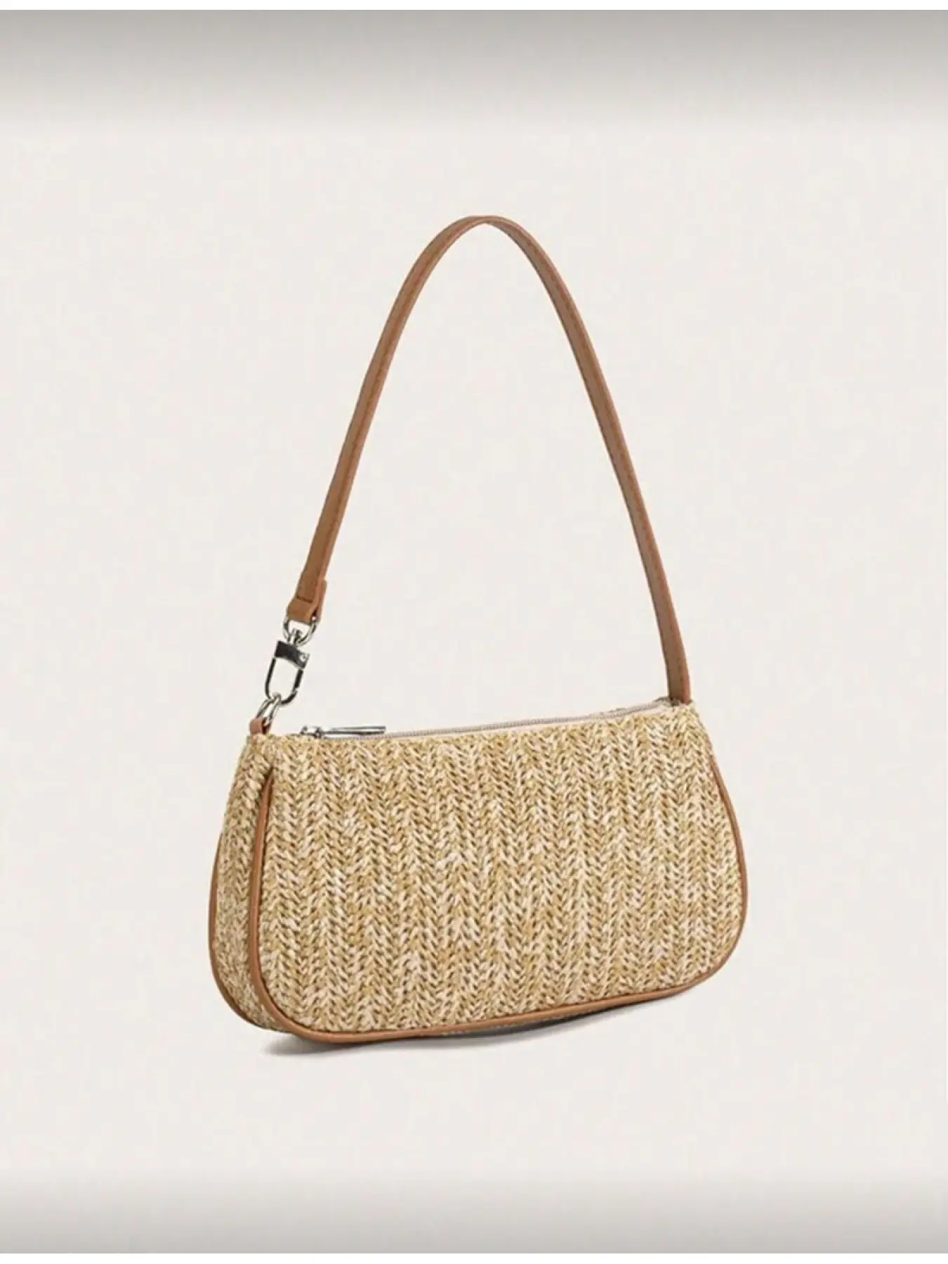 2026 New Straw Tote Bag Women Handwoven Long Handle Bag Vintage Single Shoulder Beach Vacation Bag Summer Must Have Handbag Casual Shoulder Purse