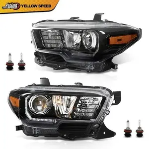 Headlights Headlamps Assembly Black w/ LED DRL Fit For 2016-2022 Toyota Tacoma