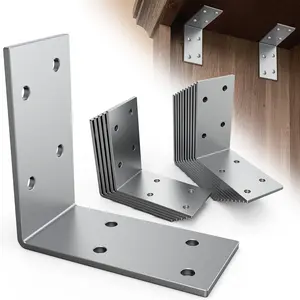 Yuleimy L Brackets Heavy Duty 12-ga Angle Fastener 3"x3" Angle Iron Galvanized L Shape Corner Brace Large Corner Bracket for Wood 90 Degree Corner Screw Bracket for Furniture,Bed,Timber,Shelf Brackets, Silver, 8/15/25 PCS(Not Include Screws)