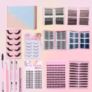 9-disc CD roll 6-8-10-12-14mm mixed grafting false eyelashes+eyelash curler+eyelash removal+eyelash brush beauty gift, clustered grafting false eyelash tool gift box