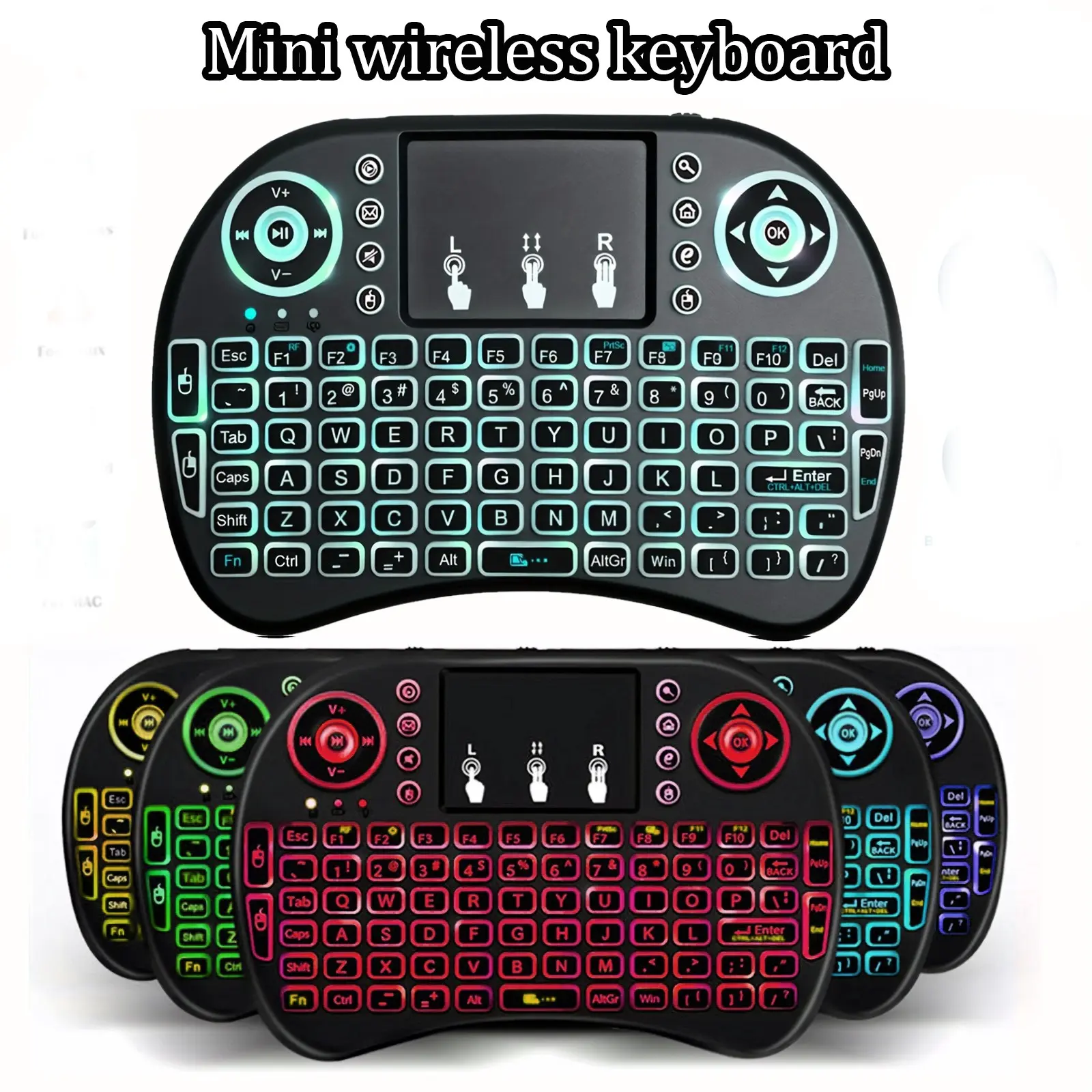 Wireless Mini Keyboard with Touchpad, Portable Keyboard, Wireless Computer Keyboard, 2.4G Backlit Wireless Keyboard, Mini Keyboard for Android TV Box, Smart TV, PS3, External Keyboard