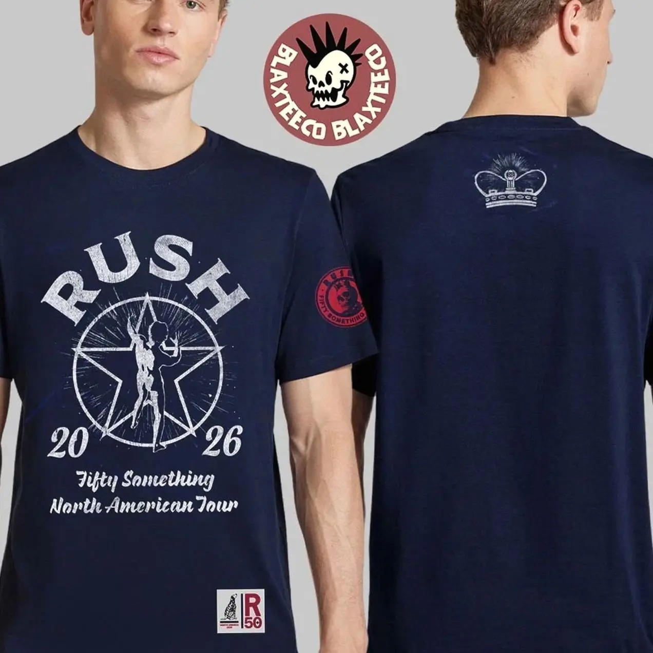 Rush Fifty Something Tour 2026 Merch Navy Fifty Starman Tour T-Shirt CII