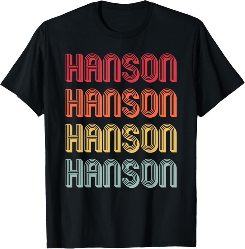 100% Cotton Customized Last Name Custom Family Christmas Team Hanson Gift Surname Funny Retro Vintage 80s Birthday Reunion T-Shirt