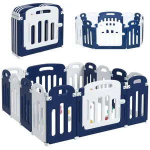 Baby Playpen, 14 Panels Sturdy Safety Play Yard for Babies and Toddlers, 57" x 57" Foldable Baby Playard, Indoor Outdoor Kids Activity Center with Anti-Slip Base,to use indoors or outdoors