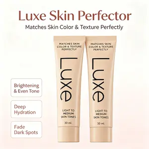 LUXE ADAPTIVE SKIN PERFECTOR TUBE FOUNDATION, Light To Medium Tone Color Matching Tinted Skin Corrector, Hydrating Niacinamide Hyaluronic Acid Concealer, Anti-Fine Line No Crease Even Skin Tone Makeup Base For All Skin Types 30ml