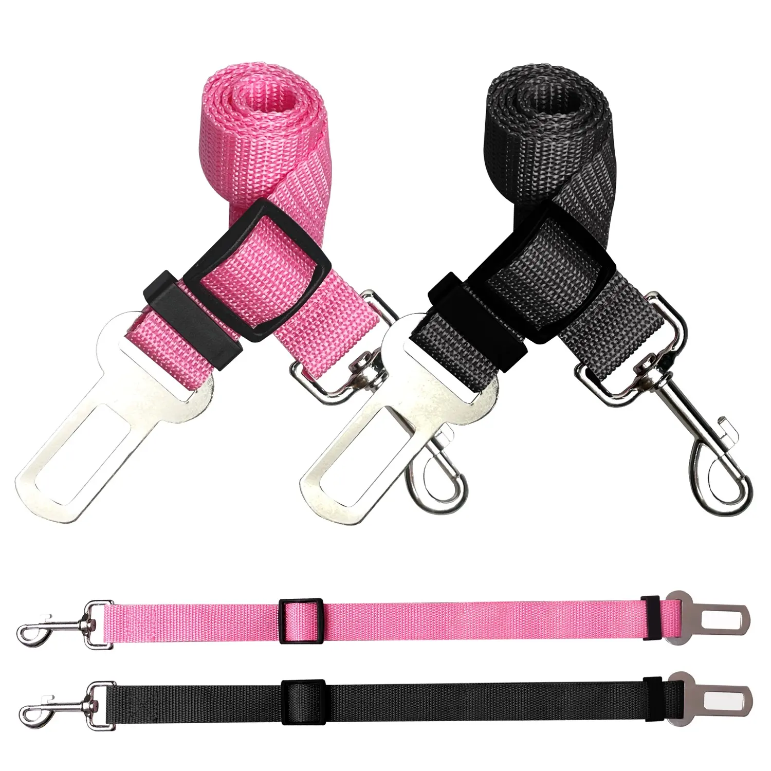2-Pack Dog & Cat Car Headrest Safety Harnesses, Adjustable Durable Clip, Vehicle Seat Buckle Attachment, Easy Installation, Universal Fit for Small, Medium, Large Pets
