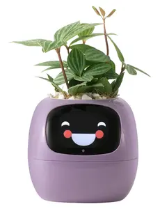 Plantagotchi AI Plant Pot with Expression - Smart Planter Robot Guidance on Plant Companion with Rich Gesture Interaction, Desk Setup Gift (Purple)