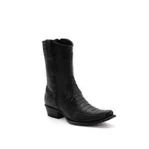 Wild West Boots – Men's 279BF8205 | Dubai Toe | Caiman Belly Leather | Black | Short Boot
