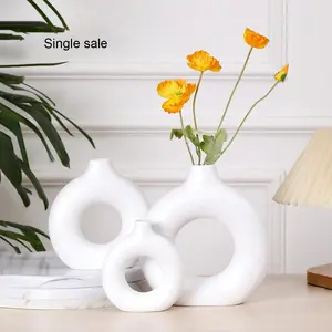 Solid Color Flower Vase without Filler, 1 Count Creative Geometric Design Flower Arrangement Vase for Home Decor, Decoration Craft for Party Decor, Room Decor, Chinese New Year Decoration, Home Decorative Vase