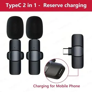 Wireless Lavalier Microphone Lapel Microphones Set Short Video Recording Chargeable Handheld Microphone Live Streaming Broadcast