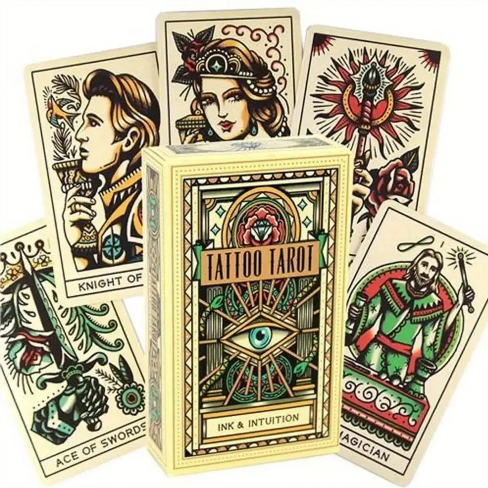 Fortune-Telling Tarot Card Set Tarot Card Deck Portable Size Divination Game Cards, Educational Multiplayer Card Games, Easter Christmas Halloween Gift