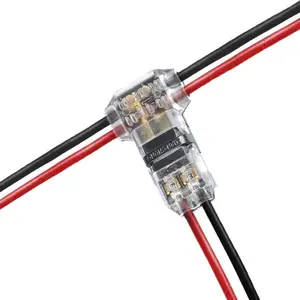 T2 Quick Connector, Durable Reliable Connectors, T Type 2 Pins Wire Splice Connectors, Solderless No Stripping 3 Way Wire Connectors for LED Strip Automotive