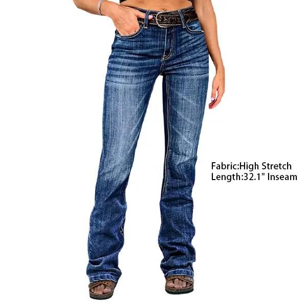Flamingals Wash High Waist Bootcut Jeans Women's Classic Style