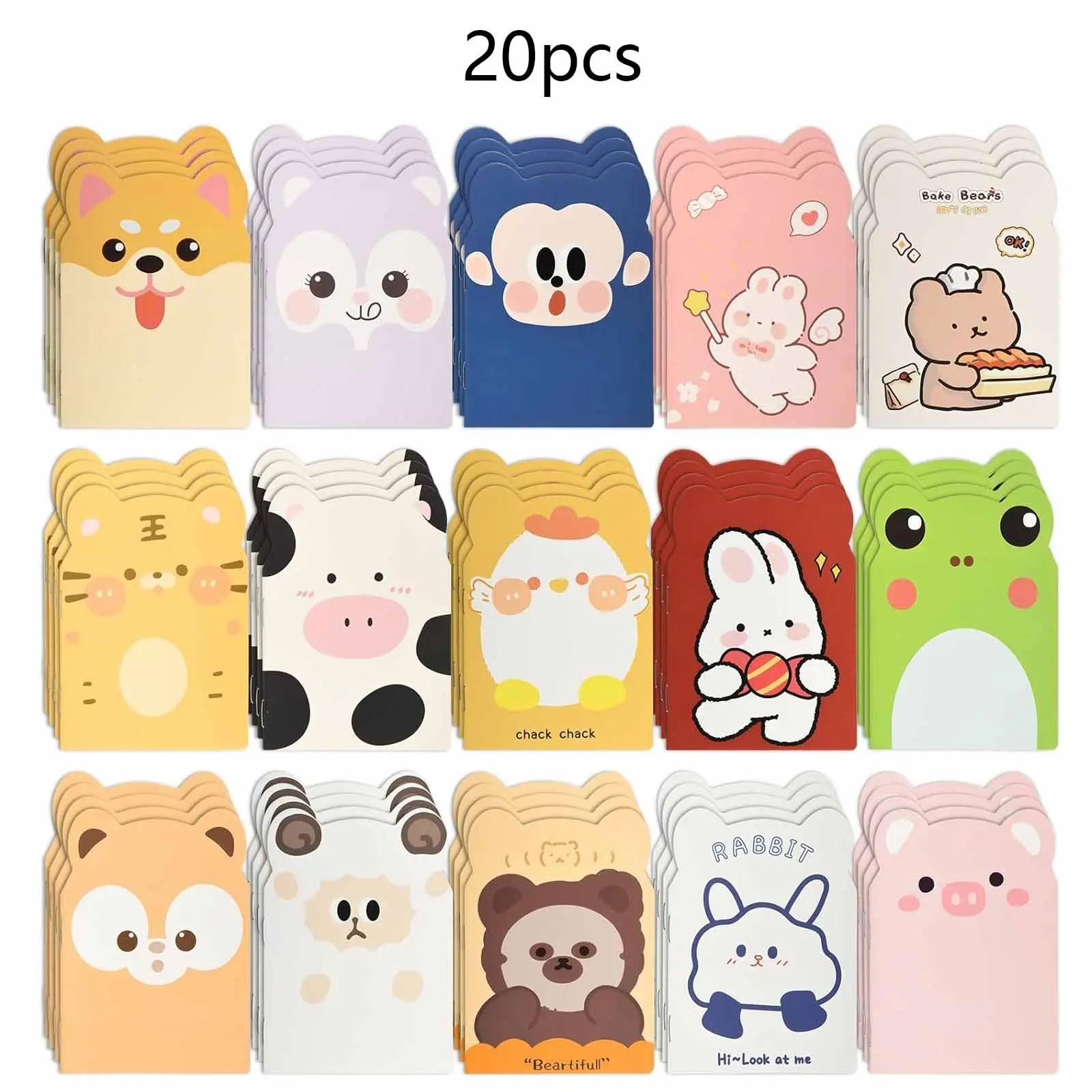 20 Mini Notebooks, Random Cute Animal Design, Bulk Pack, Christmas Office Gift, Student Classroom Prize, Notebook for School, University Ruled Pages, Student Essentials, Stationery Gift, Office Stationery Supplies