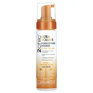 Giovanni 2chic, Ultra-Volume Foam Styling Mousse, For Fine, Limp Hair, Papaya + Tangerine  Butter, 7 fl oz (207 ml)