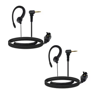 All Black Walkie Talkie Earpiece w MicPTT,C-Shape Ear Hooks Two Way Radio Headset Hands-Free Clear Communication Compatible with Talkabout Radios Heavy-Duty for Security, Restaurant, Warehouse & Outdoor Use(2 Packs) High Quality Headphones