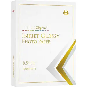 Glossy Photo Paper 8.5 x 11 inch, 100 Sheets Inkjet Photo Printer Paper 48lb 180gsm,  Dry Picture Paper for DIY Chip Bag, Cards, Calenders