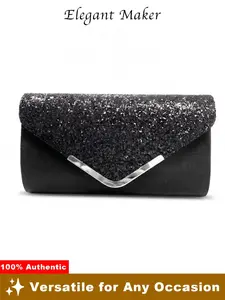 Chic V-Shape Metallic Trim Party Clutch Bag, Sparkling Envelope Purse for Wedding Guest, Great Gift Bridesmaid Bag, Formal Occasion Handbag