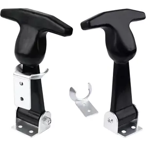 Elastic Stainless Steel Rubber Hood Catch - Flexible T-Handle Hasp Rubber Flexible Draw Latches with Brackets for Toolboxes, Coolers, Vehicle Engines, Hoods, RVs, ATVs, and DIY Needs (2 Pcs)