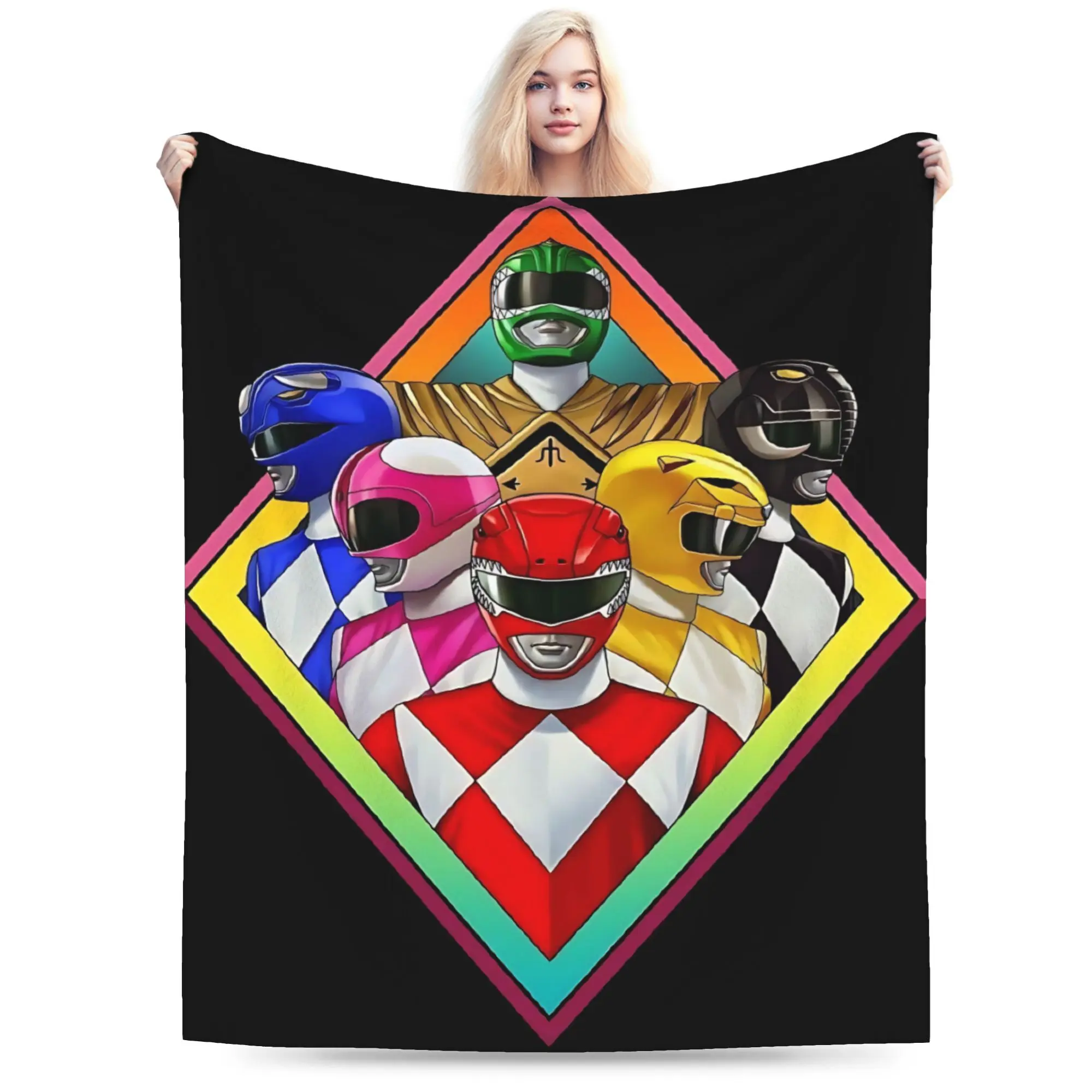 Power Rangers Print Flannel Blanket - Cooling Flannel Blankets, Ultra Soft, Comfortable, Lightweight, Durable, Machine Washable Polyester, Ideal for Sofa & Travel, Perfect Christmas Gift, Cooling Blankets