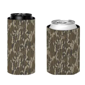 Bottomland Camo Can Cooler, Hunting Camouflage Beer Sleeve, Woodland Drink Insulator, Rustic Outdoor Beverage Holder Gift, Regular and Slim Size