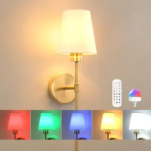 Wireless Battery Powered Wall Light, Decorative Wall Light, Remote Control Bedroom Lamp, Rechargeable Multicolor Bulb, Suitable for Living Room and Hallway