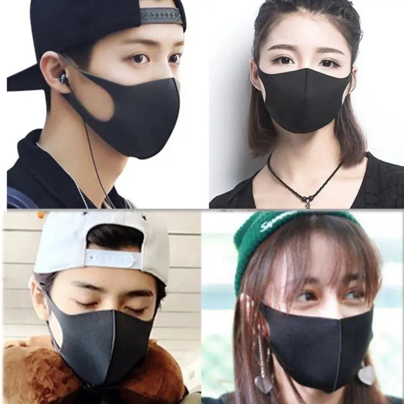 3 pieces of mask, Outdoor dustproof mask, reusable dustproof mask, three-dimensional and stylish, black knitted dust-proof breathable cotton ice silk sun protection mask, washable, suitable for all four seasons