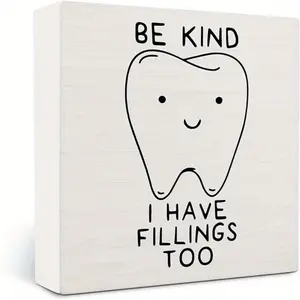 Dental Decor Wooden Signs, Signage, Wooden Decor Plaque, Dental Hygienist Wooden Box Sign, Funny Dentist For Home Office Shelf Table Decor 5x5 Inches, Novelty Desk Decor, Dental School Gift, Dentist Gift