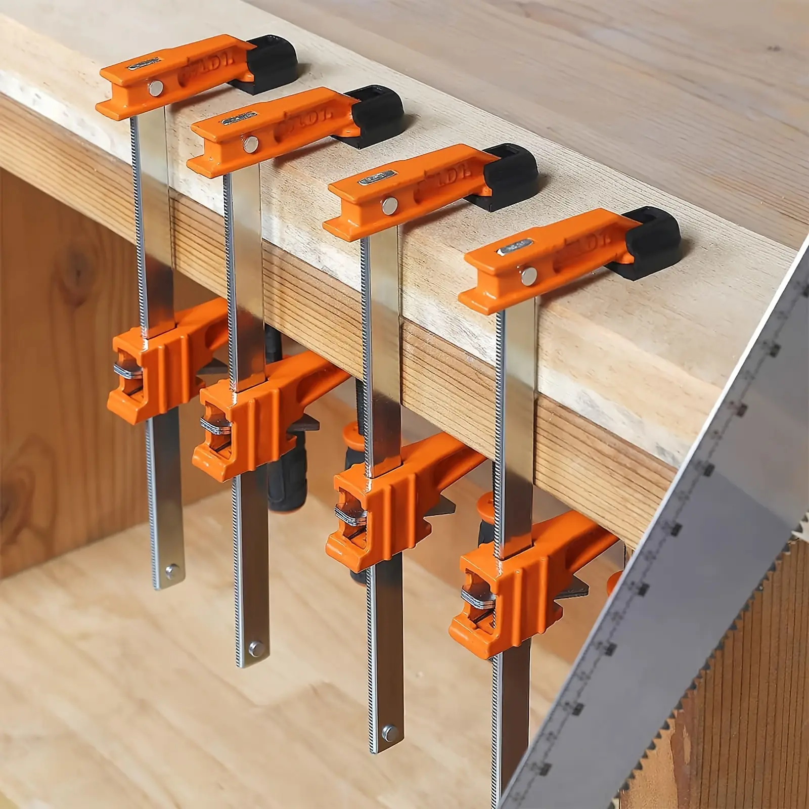 NANWEI Medium-Duty Wood Clamps Sets, 2/4 Pack Bar Clamps 6/12-inch, 300 Lbs Capacity 2.5" Throat, Quick Grip Sliding Trigger F Clamps for Woodworking/Metalworking