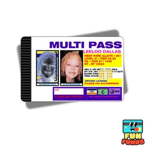 Multi Pass Leeloo Dallas Credit Card Skin - Vinyl Sticker for debit cards, Waterproof, Glossy or Holographic - Easy to apply funny card sticker credit card