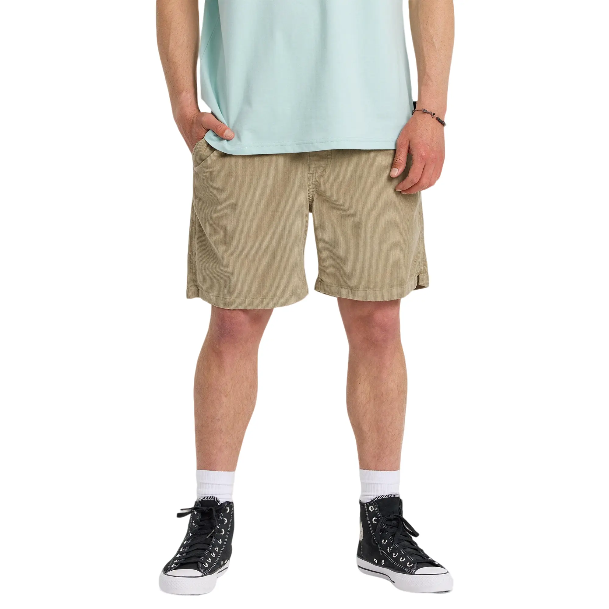 Quiksilver | Taxer Cord 18" Elastic Waist Shorts | Men's 100% Cotton Adjustable Strap Regular Fit | Everyday Wear Casual Corduroy