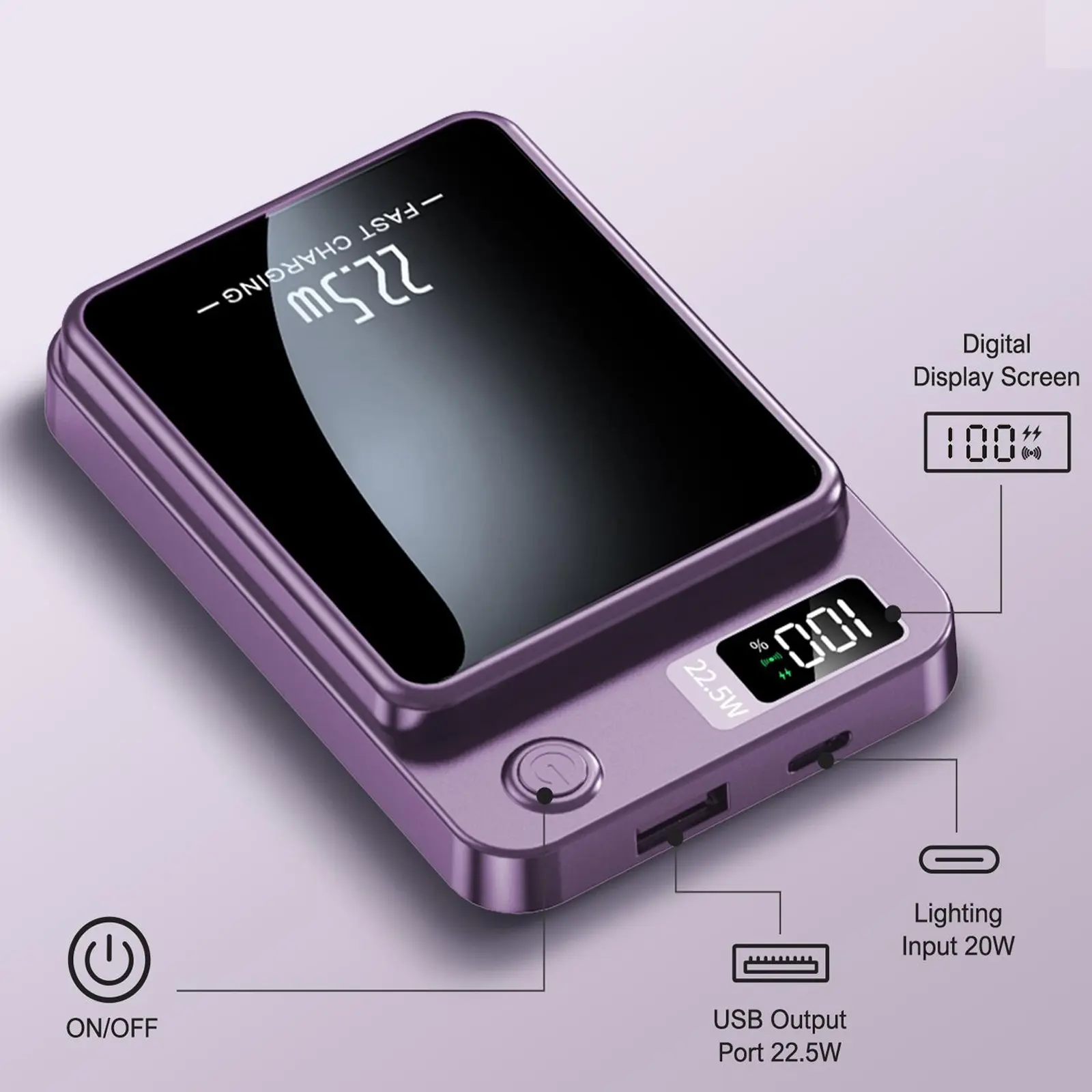10000mAh Magnetic Wireless Power Bank - Portable Wireless Charging Battery Pack with USB-C Cable, Compatible with iPhone 17/16/15/14/13/12/Pro Series