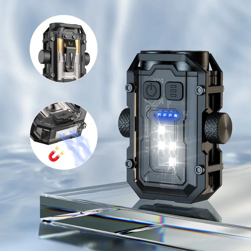 V10 Rechargeable Lithium Polymer Battery LED Mini EDC Pocket Flashlight Torch - Hiking Camping Gear, Compact Keychain Light with Mount, Waterproof ABS Body, Spot Beam Control, Charging Cable, Pocket Flashlight Torches