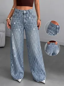 High-Waisted Loose Fit Jeans for Women, Vintage Chic Slimming Wide Leg Statement Pants, Spring 2026 New Arrival, Versatile Floor-Length Denim