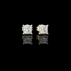 1.00 TCW Signature Lab Grown Princess Cut Diamond Stud Earrings Premium Square Design