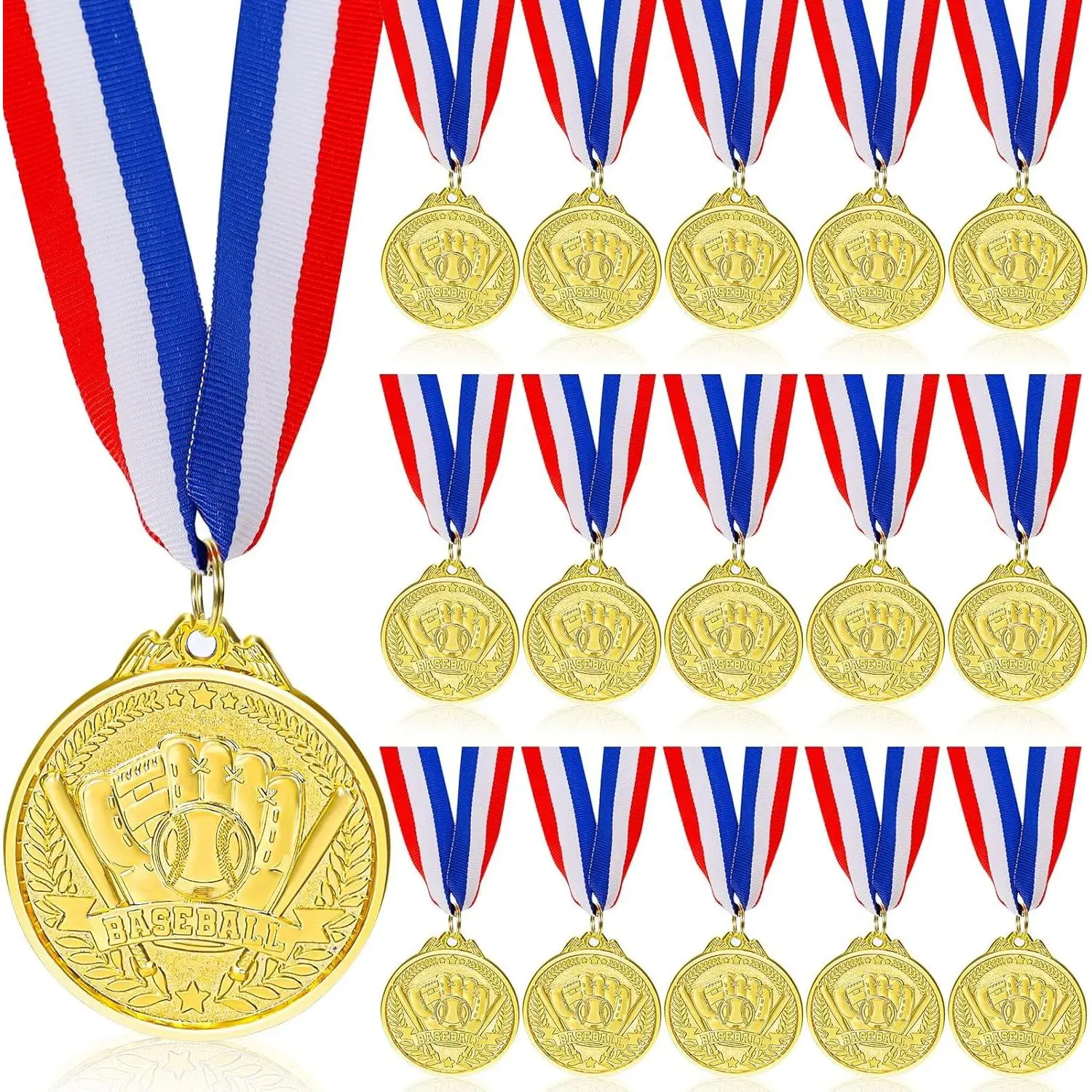 16 PCS Baseball Medals for Kids Baseball Award Medals with Neck Ribbon,Game Prize Medals for Competitions,Sports Events,Baseball Game Sports,Baseball Party Favors,2 Inches