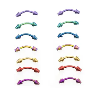 16G Eyebrow Cartilage Curved Barbells Energy Dome Design 7 Anodized Colors - Sold as Pair