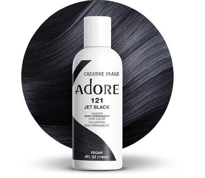 Adore Semi Permanent Hair Color 121 Jet Black 4 Fl Oz Vegan Cruelty Free Plant Based Hair Dye Made in USA