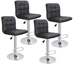 Bar Stools Set of 4 PU Leather Adjustable Swivel Barstools Kitchen Counter Stool