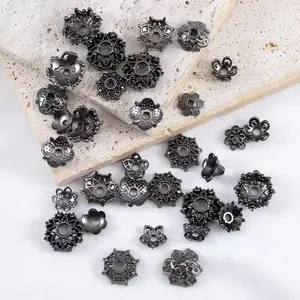 Black Metal Zinc Alloy Beads Metal Flower Bead Spacer Beads  Jewelry Accessories for DIY Crafting Jewelry Making, Antique