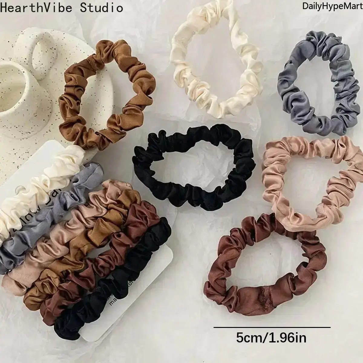 Unisex Soft Satin Scrunchies Set - 6pcs Colorful Hair Ties, Elastic Band Scrunchie, Fashionable Daily Hair Accessories for Memorial Day, Engagement, Lighter Than Silk