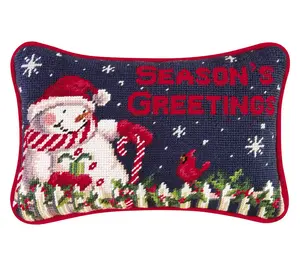 Season's Greeting Needlepoint Christmas Pillowby Valerie