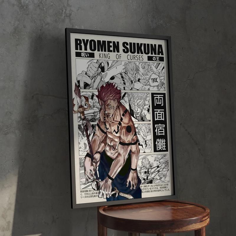 Sukuna Jujutsu Kaisen Anime Poster Art, JJK Ryomen Sukuna Manga Poster Wall Decor, Christmas Gift for Anime Fan Retro Minimalist Aesthetic