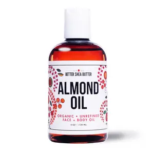 Organic Almond Oil for Face, Body and Hair | Unrefined and 100% Pure | Use as a Massage Oil, Face Serum, Hair Oil or Natural Make Up Remover | Carrier Oil for Essential Oils | Popular Ingredient in DIY Body Butters and Balms | Fragrance Free Body Oil