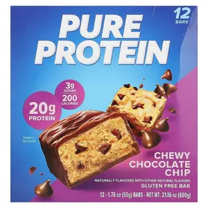 Pure Protein Gluten Free Bar, Chewy Chocolate Chip, 12 Bars, 1.76 oz (50 g) Each