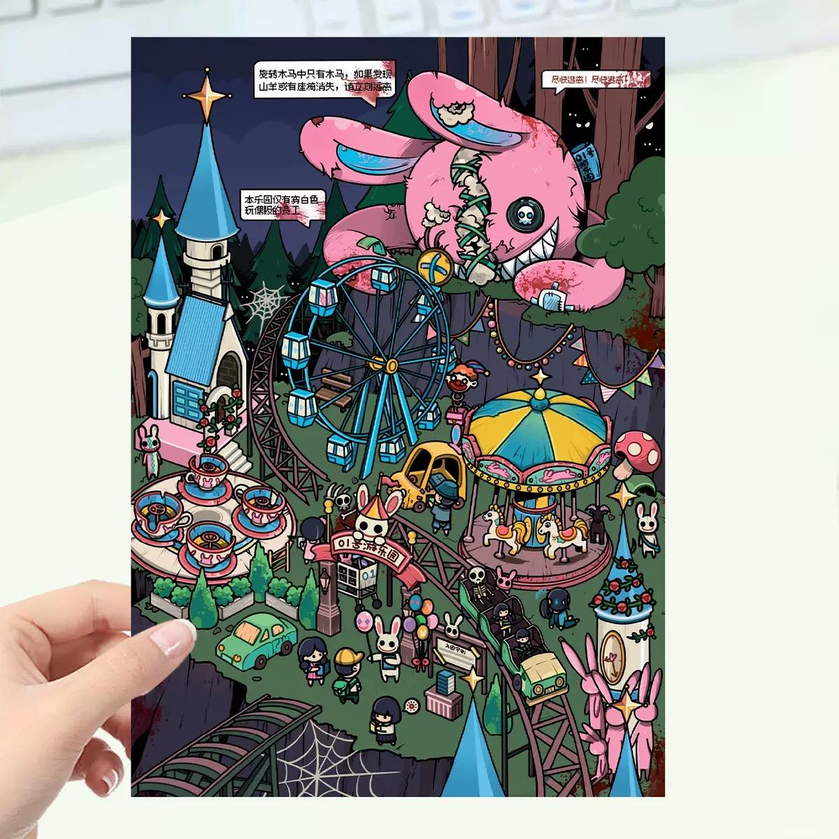 Twisted Fairy Tale Series – 3D Scene Sticker Kit,DIY Dark Diorama for Room Decor & Display,Horror Aesthetic Gift for Alt & Dark Art Lovers,PET Sticker Set