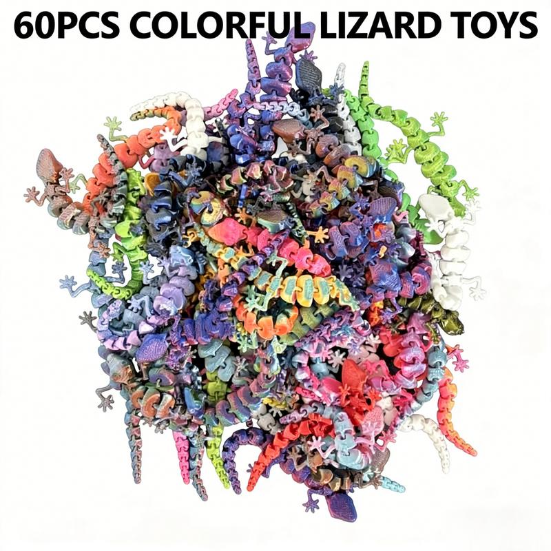 60 Pieces Colorful Gecko Wall Décor – Printed Ornaments for Home, Room, and Holiday Gifts – Assorted Colors