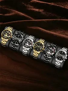 Men's Business Fashion Watch Set, Casual Wristwatch Set, Fashion Watch for Party, Daily Clothing Decor, Trendy All-match & Exquisite Watch for Birthday Gift, Modern Fashionable Wristwatch, Quartz Movement