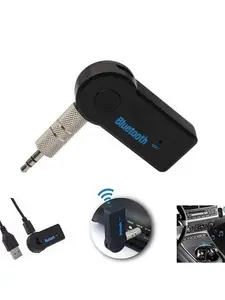 Wireless Bluetooth Receiver 3.5mm AUX Audio Stereo Music Adapter for Home & Car with Echo Cancellation Microphone & One Touch Connect Button