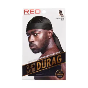 KISS - RED PREMIUM SILKY SATIN DURAG (BLACK)